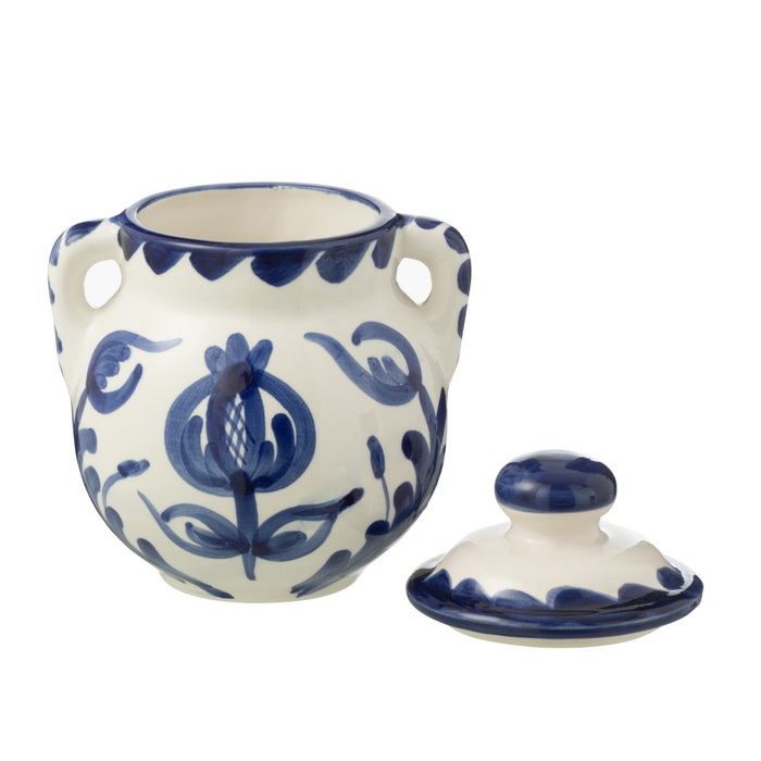 J-Line Jar Granada Ceramic White|Cobalto Blue