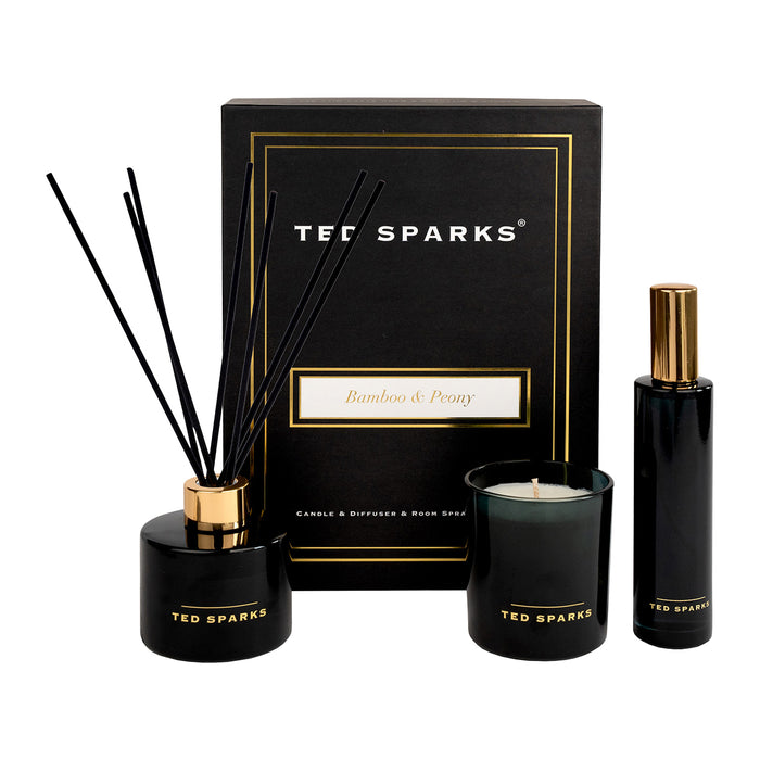 Ted Sparks Kaars, Geurstokjes & Roomspray Gift Set XL - Fresh Linen