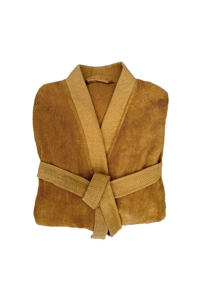 Heckett Lane Premium Badjas Katoen - ochre yellow - S