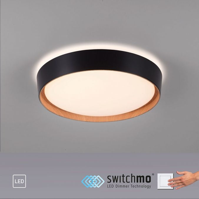Paul Neuhaus Plafondlamp Milia Zwart Ø 40cm incl. Dimmer