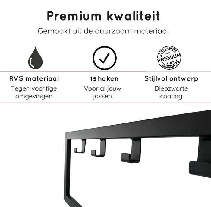 LT-Luce Kapstok Joy Mat zwart 15 haken 90 x 29cm