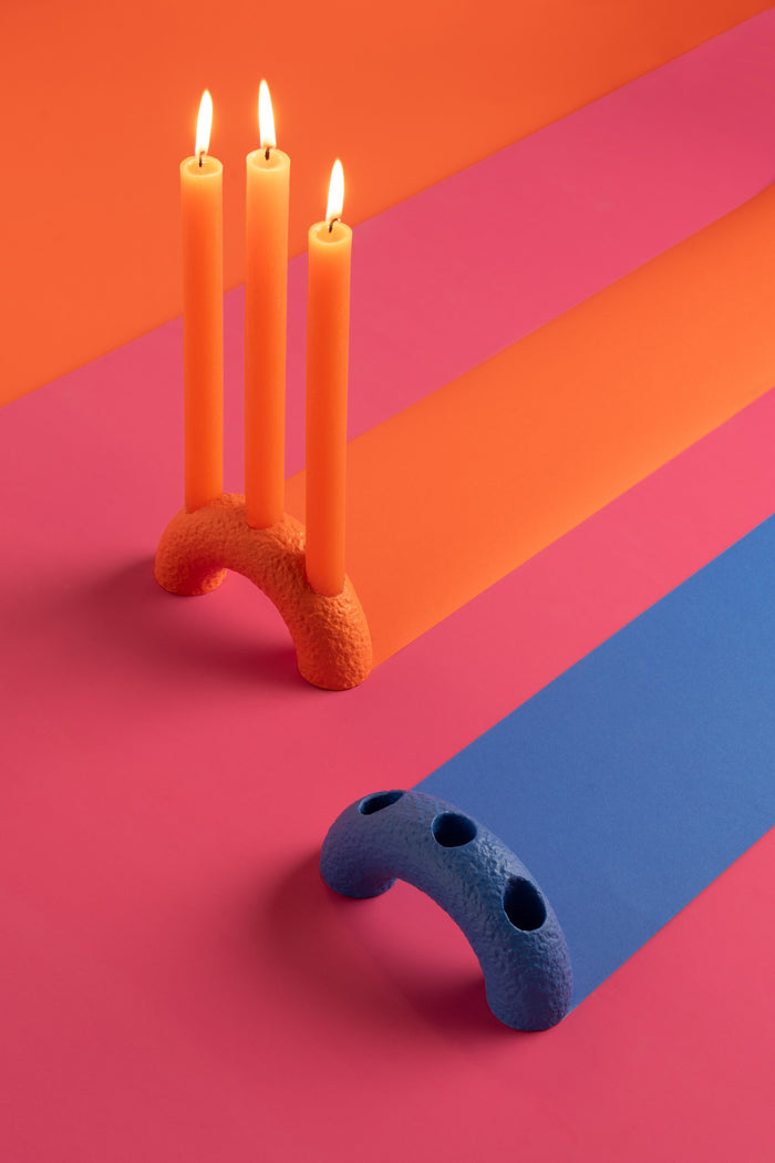 J-Line kandelaar Boog - cement - zwart|wit - 3 stuks