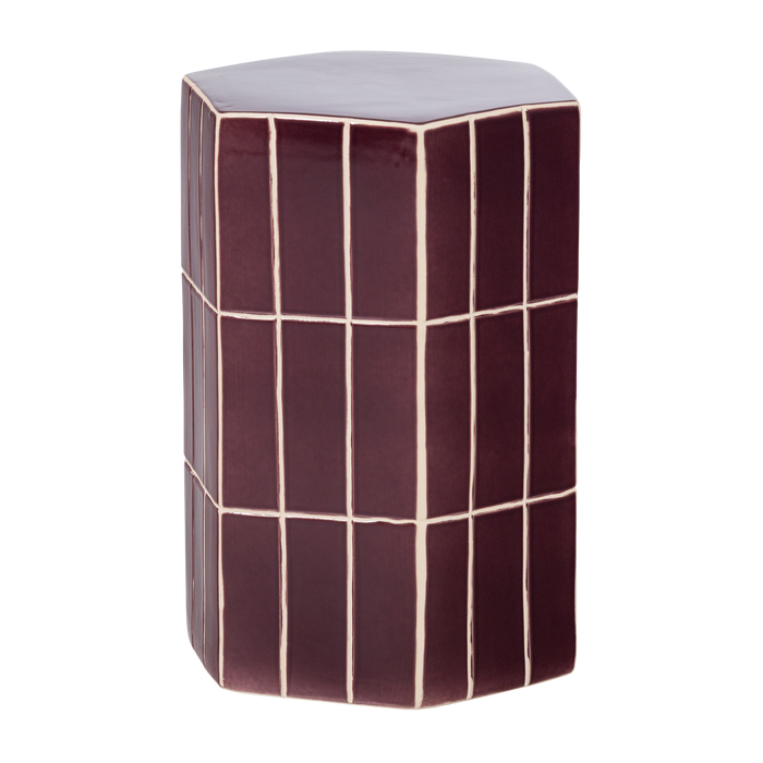 WOOOD Plu Decoratieve Bijzettafel - Keramiek - Paars - 42x30x26