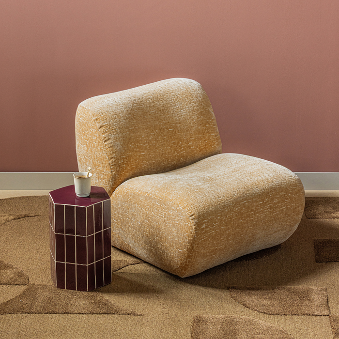 WOOOD Plu Decoratieve Bijzettafel - Keramiek - Paars - 42x30x26