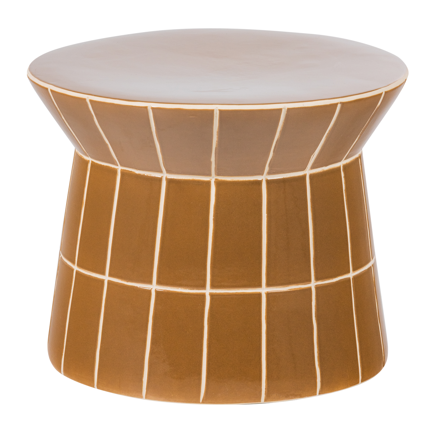 WOOOD Plu Decoratieve Bijzettafel - Keramiek - Honinggeel - 30x38x38