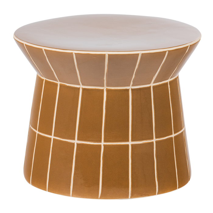 WOOOD Plu Decoratieve Bijzettafel - Keramiek - Honinggeel - 30x38x38