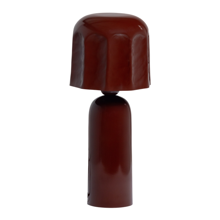WOOOD Lumira Tafellamp - Metaal - Hoogglans Bruinrood - 39x15x15