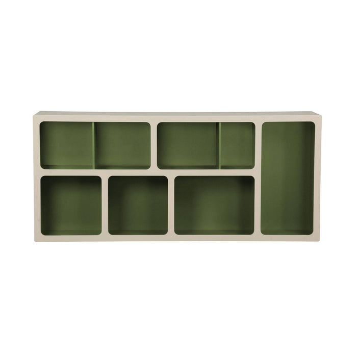 sweeek - Organische boekenkast met tweekleurig houtdecor 8 vakken