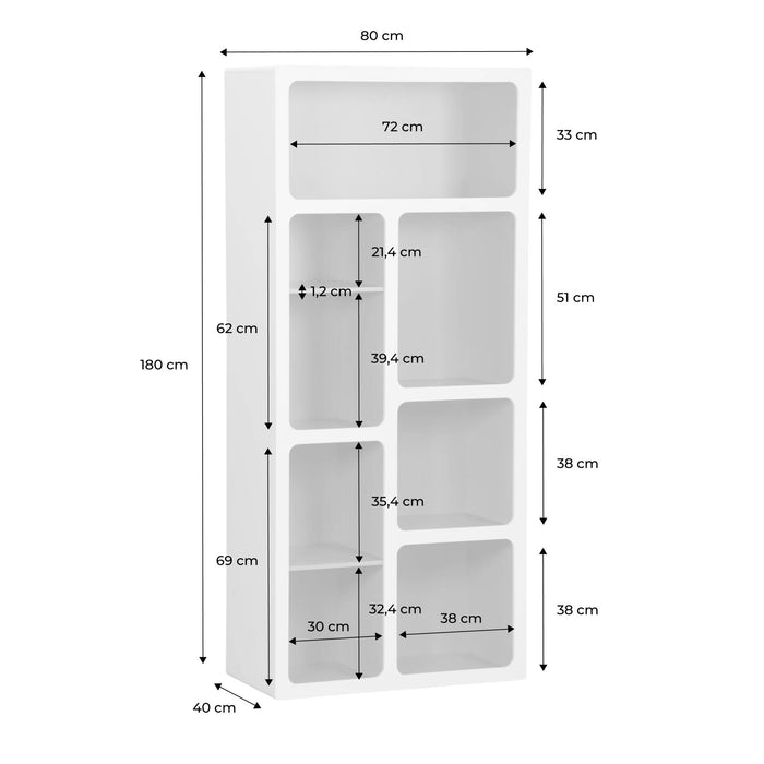 sweeek - Organische boekenkast met tweekleurig houtdecor 8 vakken