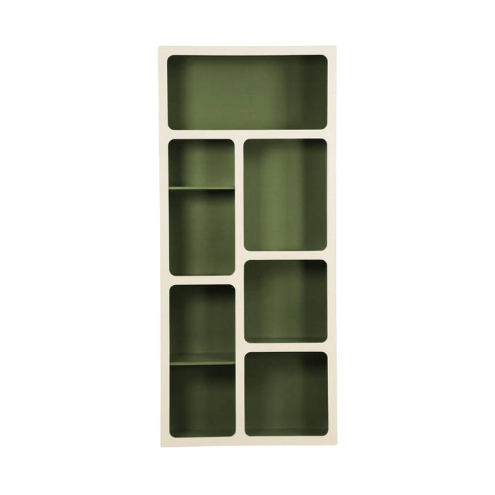 sweeek - Organische boekenkast met tweekleurig houtdecor 8 vakken