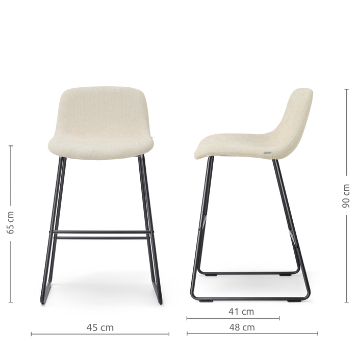 Nolon Nino-Mats Barkruk Cottonbeige - Zwart Onderstel - 65 Cm