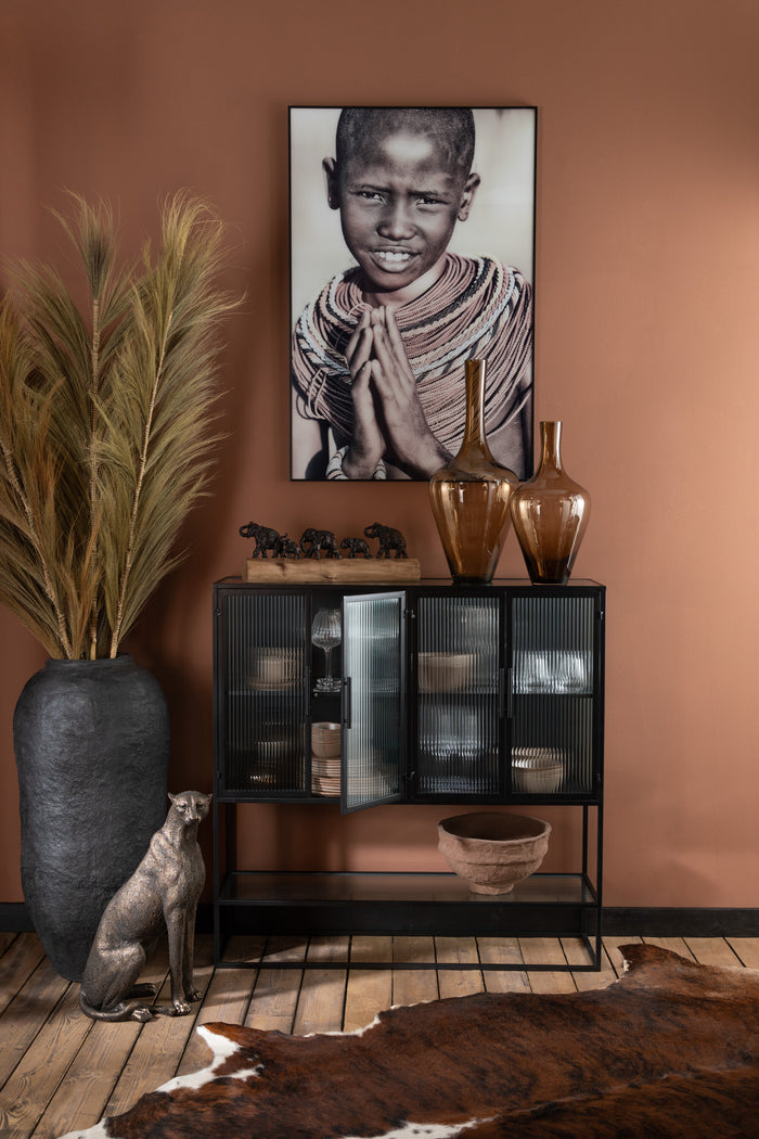 J-Line vaas - papier mache - zwart - large - 99 cm hoog