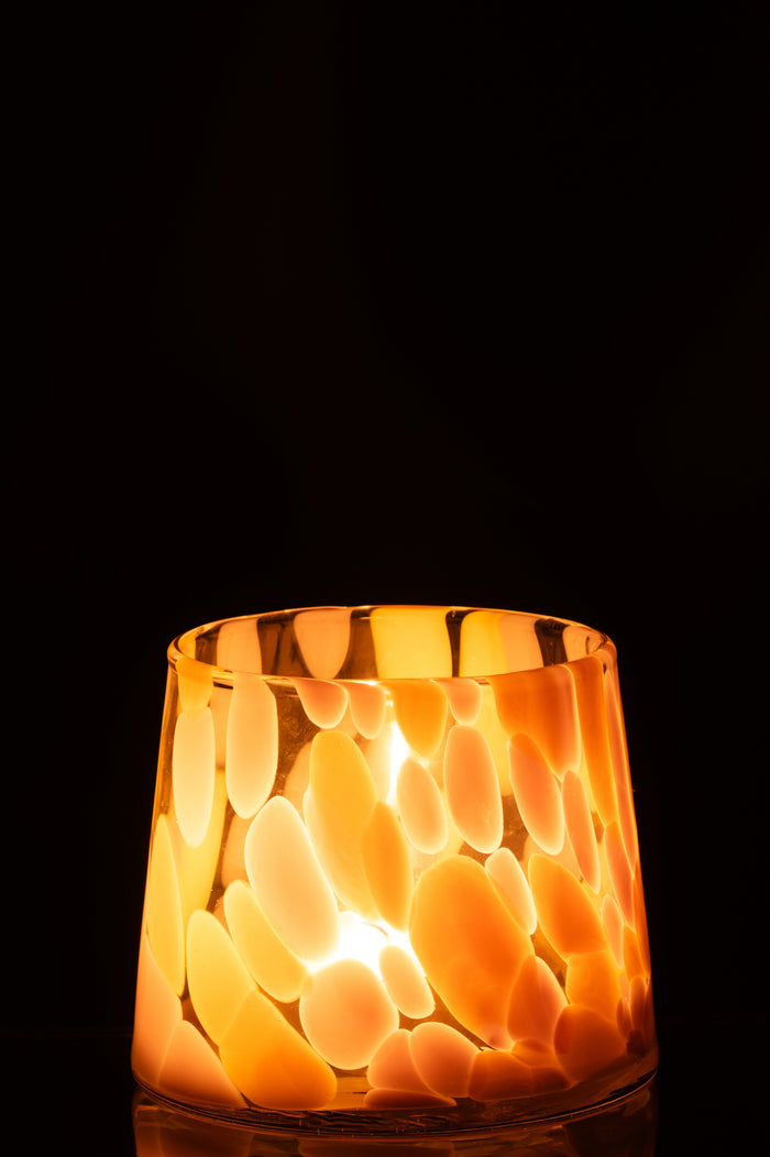 J-Line windlicht Spikkels - glas - roze|oker