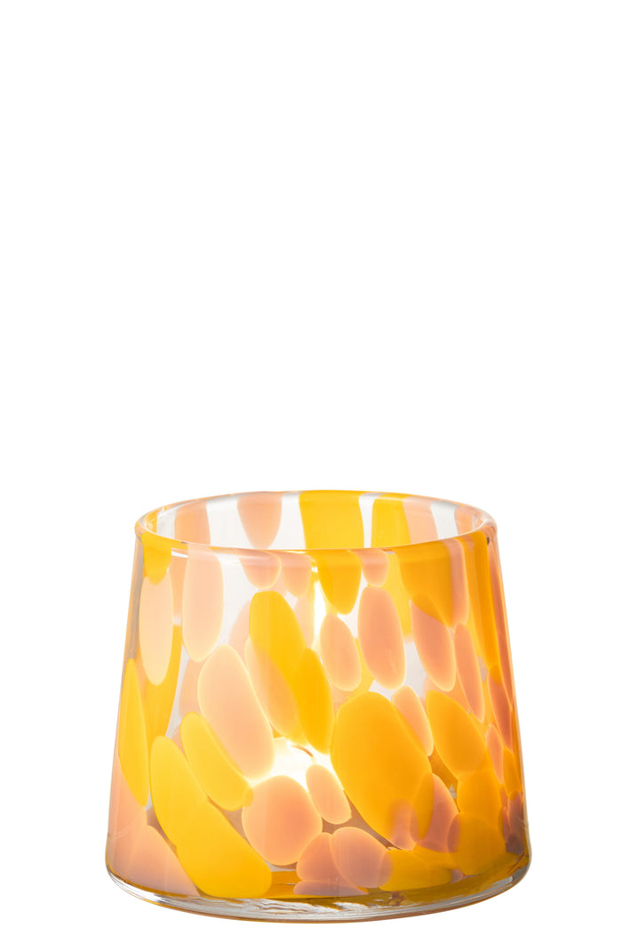 J-Line windlicht Spikkels - glas - roze|oker