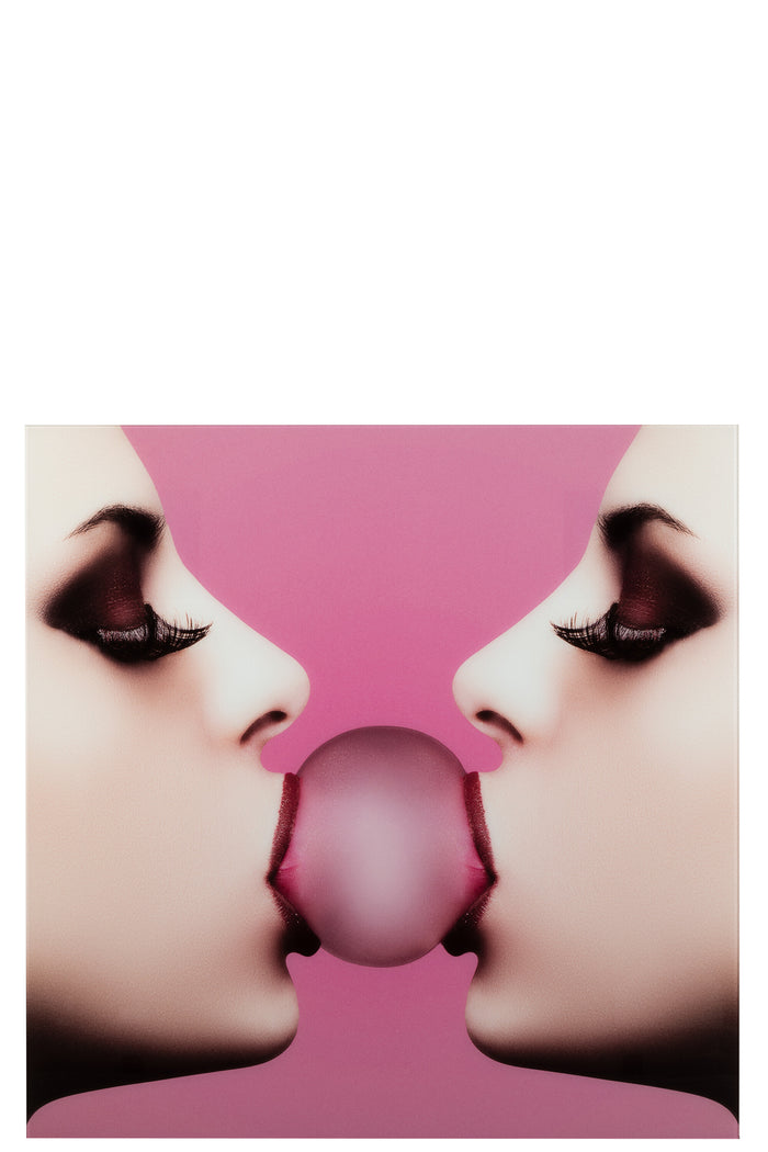 J-Line wannddecoratie Kauwgom - getemperd glas - roze