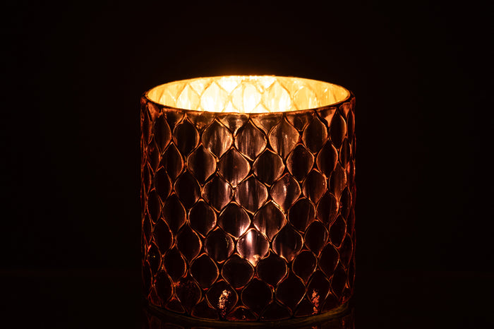 J-Line kaarshouder Cilinder Mozaïek - glas - fuchsia