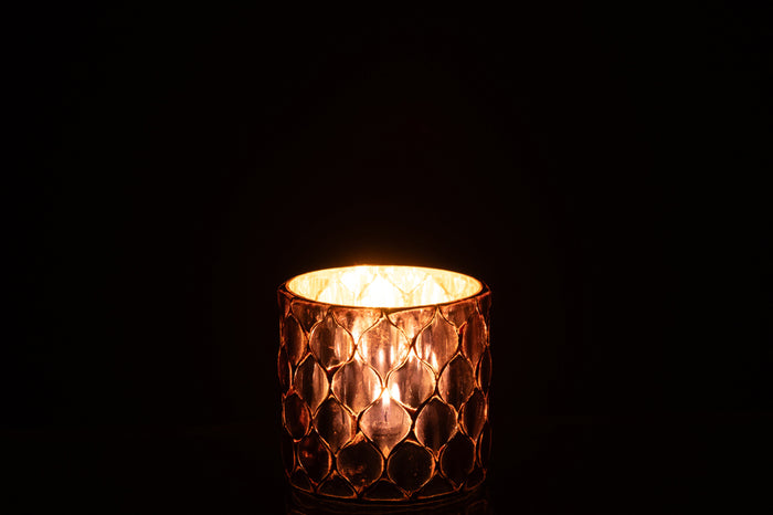 J-Line theelichthouder Cilidner Mozaïek - glas - fuchsia