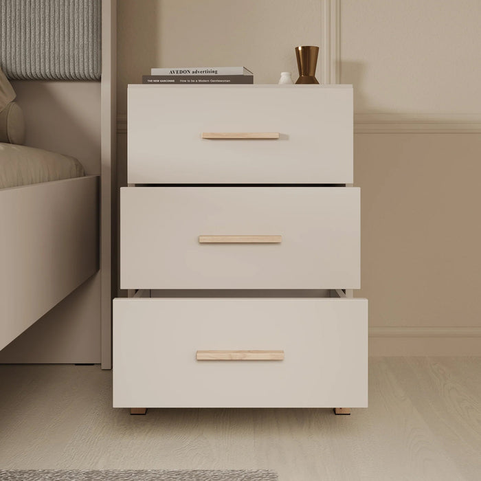 Meubella - Nachtkastje Bahia - Beige - 48 cm - 3 lades