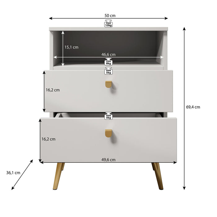 Meubella - Nachtkastje Hidde - Zwart - 50 cm