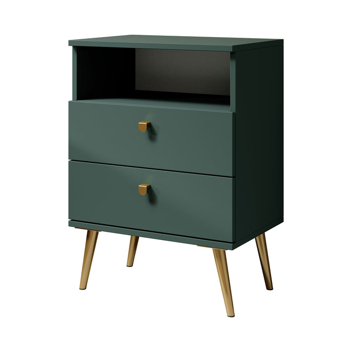 Meubella - Nachtkastje Hidde - Groen - 50 cm