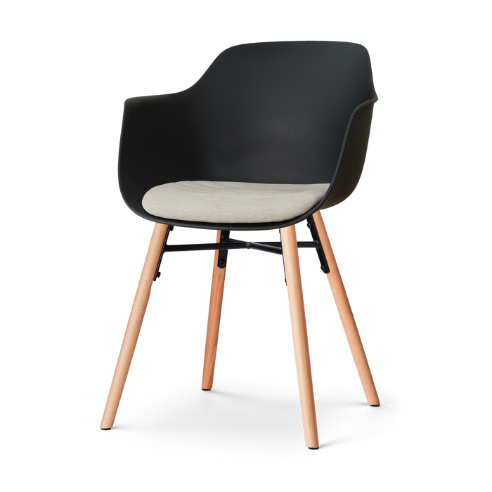 Nolon Nena-Liz Eetkamerstoel Zwart met Naturelbeige Zitkussen  Houten