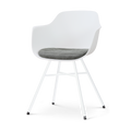 Nolon Noa-Liz Eetkamerstoel Wit met Zeegrijs Zitkussen - Wit Onderstel