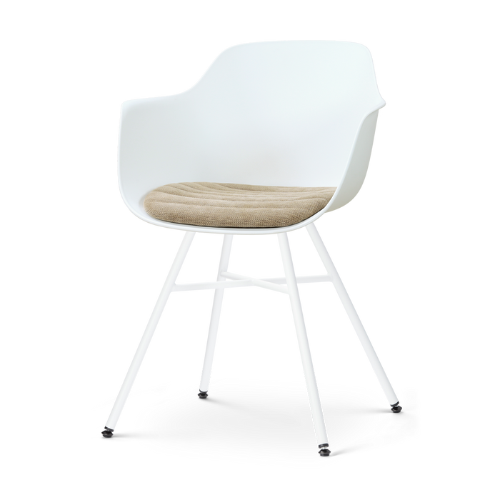Nolon Noa-Liz Eetkamerstoel Wit met Nougatbruin Zitkussen Wit