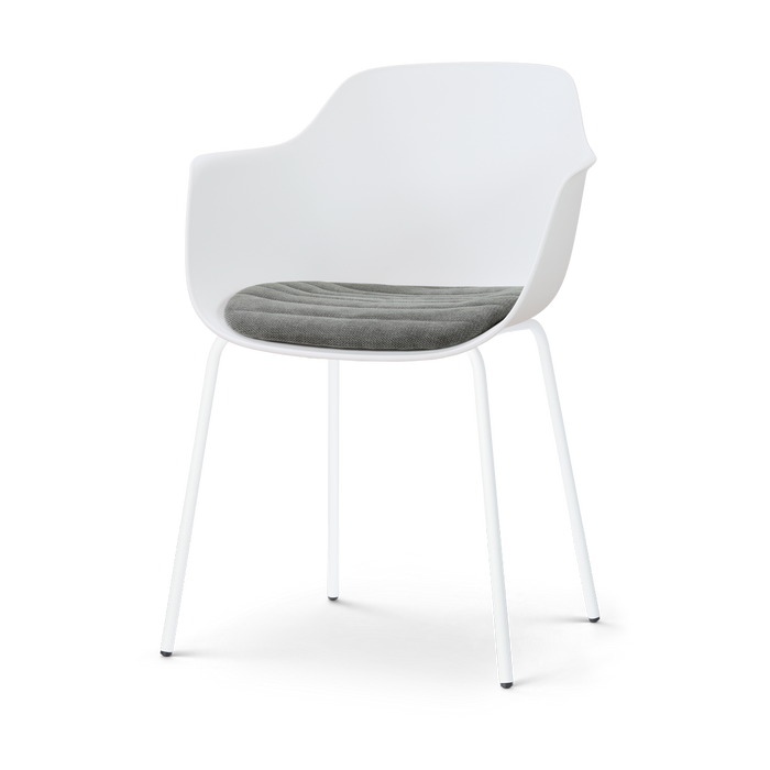 Nolon Nora-Liz Eetkamerstoel Wit met Zeegrijs Zitkussen - Wit