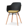 Nolon Nena-Liz eetkamerstoel zwart met warm oker zitkussen - houten