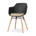 Nolon Nena-Liz Eetkamerstoel Zwart met Nougatbruin Zitkussen - Houten
