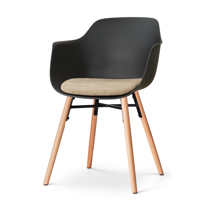 Nolon Nena-Liz Eetkamerstoel Zwart met Nougatbruin Zitkussen - Houten