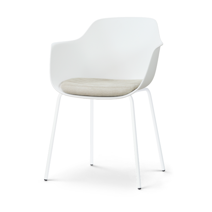 Nolon Nora-Liz Eetkamerstoel Wit Naturelbeige Zitkussen Wit Onderstel