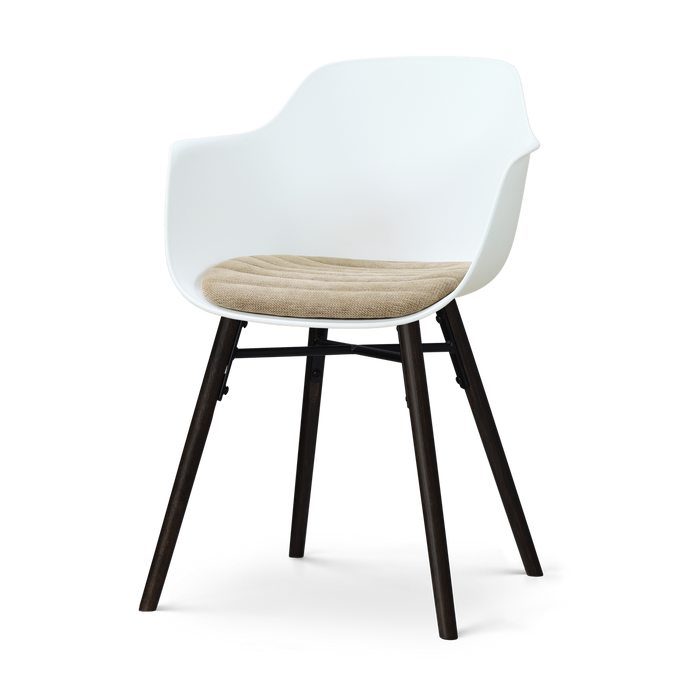 Nolon Nena-Liz Eetkamerstoel Wit met Nougatbruin Zitkussen Zwarte