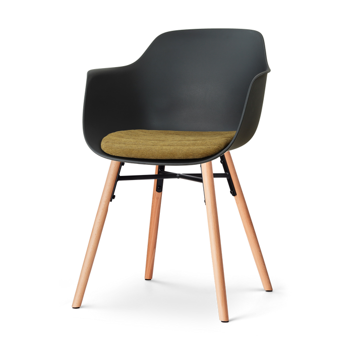 Nolon Nena-Liz Eetkamerstoel Zwart met Mosgroen Zitkussen - Houten