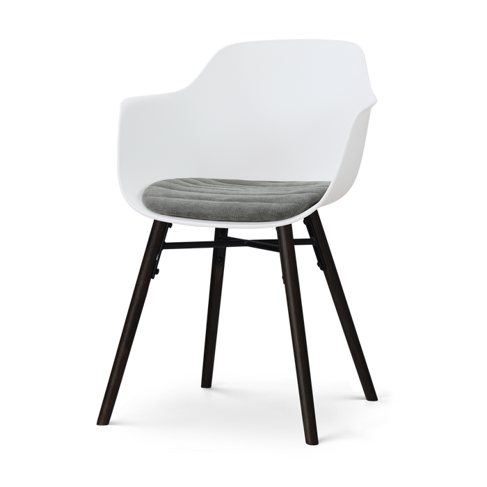 Nolon Nena-Liz Eetkamerstoel Wit met Zeegrijs Zitkussen - Zwarte Poten