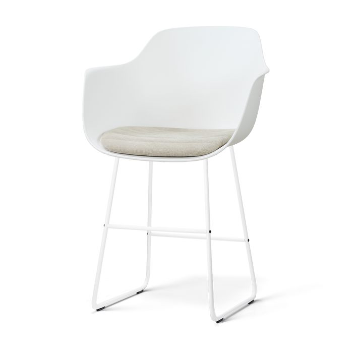 Nolon Nino-Liz Barkruk Wit met Naturelbeige Zitkussen Wit Onderstel 65