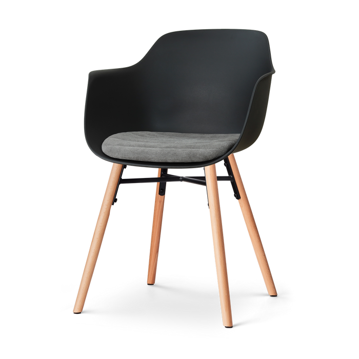 Nolon Nena-Liz Eetkamerstoel Zwart met Zeegrijs Zitkussen - Houten