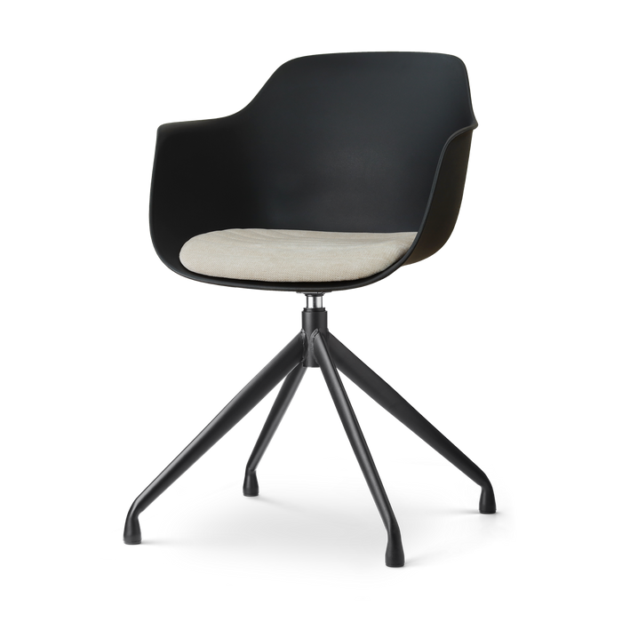 Nolon Nola-Liz Eetkamerstoel Zwart met Naturelbeige Zitkussen Zwarte
