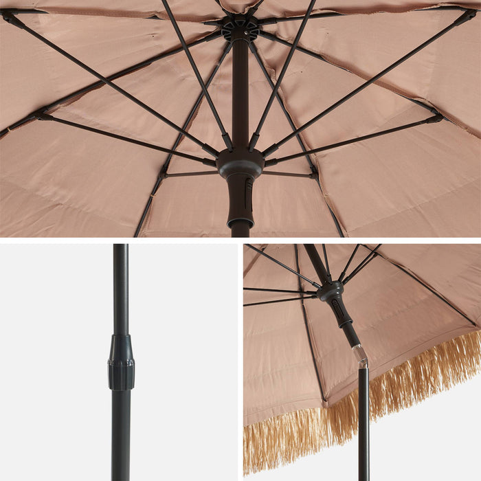 sweeek - Parasol van staal met hout- en strolook