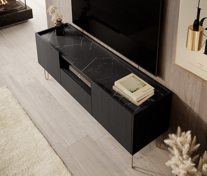 Meubella - TV-Meubel Hacienda - Zwart - 144 cm