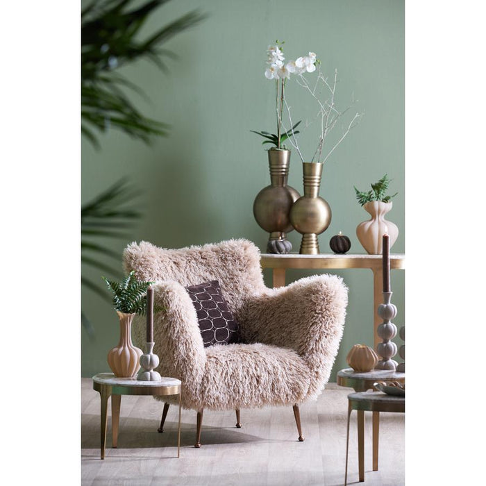 Light & Living - Olyssa fauteuil furry - beige+brons
