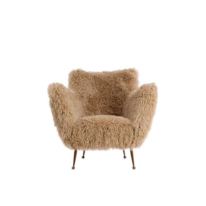 Light & Living - Olyssa fauteuil furry - beige+brons