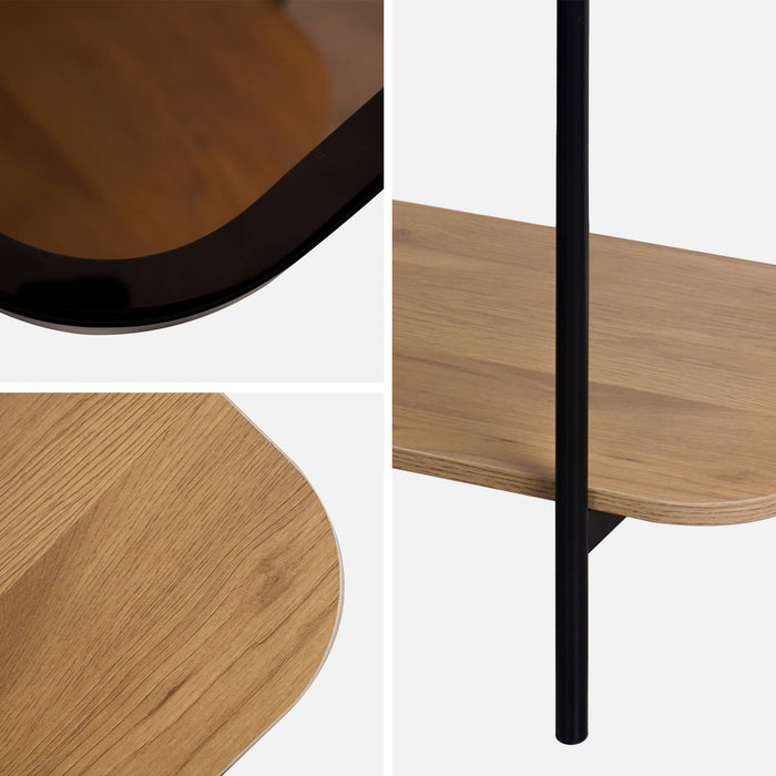 sweeek - Salontafel vintage van zwart metaal met plateau's van glas en