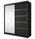 Meubella - Kledingkast Eagle - Zwart - 180 cm - Met spiegel