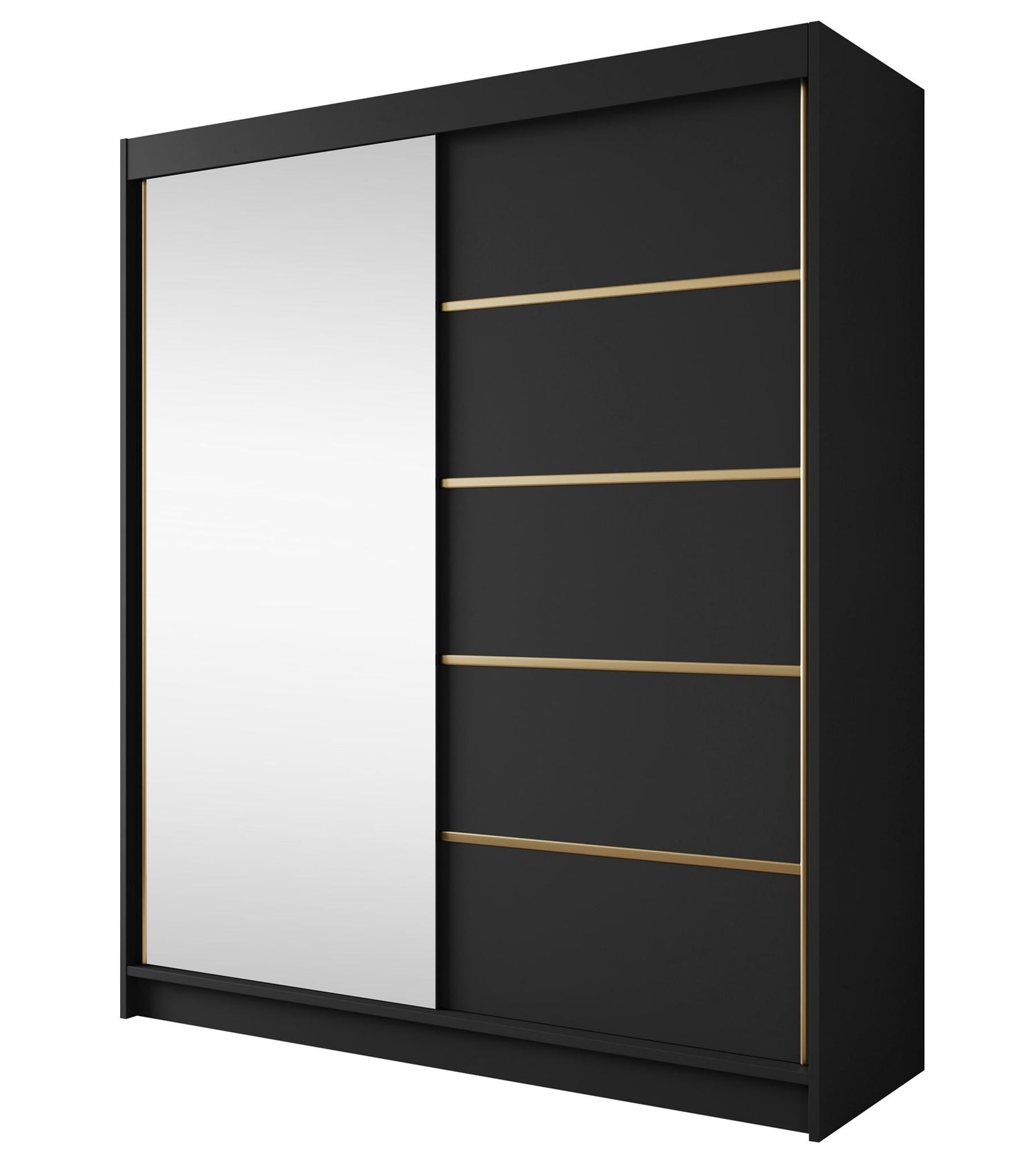 Meubella - Kledingkast Eagle - Zwart - 180 cm - Met spiegel