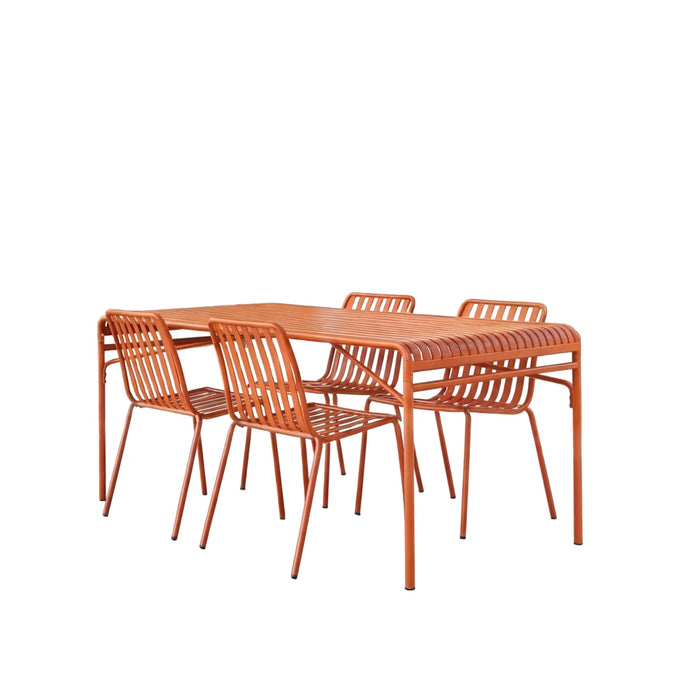 Tikamoon - Gaby - Tuinset in oranje metaal voor 4 personen