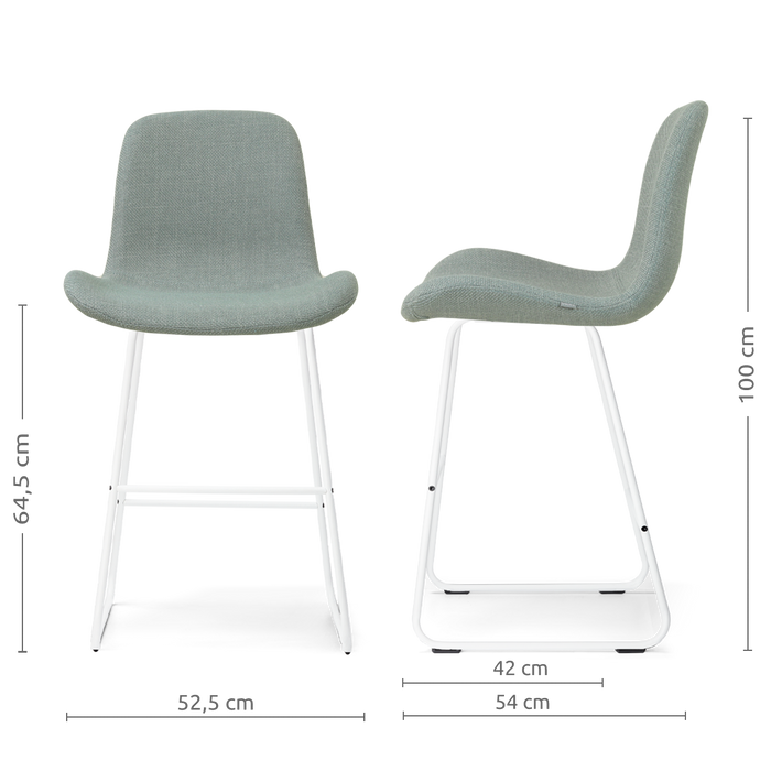 Nolon Nino-Fé Barkruk Saliegroen - Wit Onderstel - 65 Cm