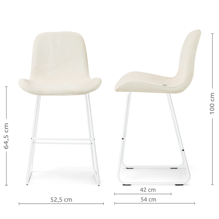 Nolon Nino-Fé Barkruk Rib Beige - Wit Onderstel - 65 Cm