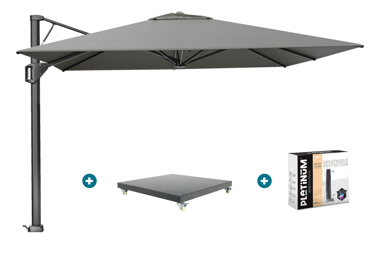 Platinum Beaufort Premium 3,2x3, m - Manhattan grey+Marbella voet+hoes