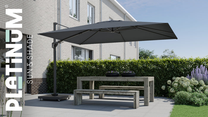 Platinum Challenger Premium T2 2,6x3,5m parasol-Faded Black+voet+hoes